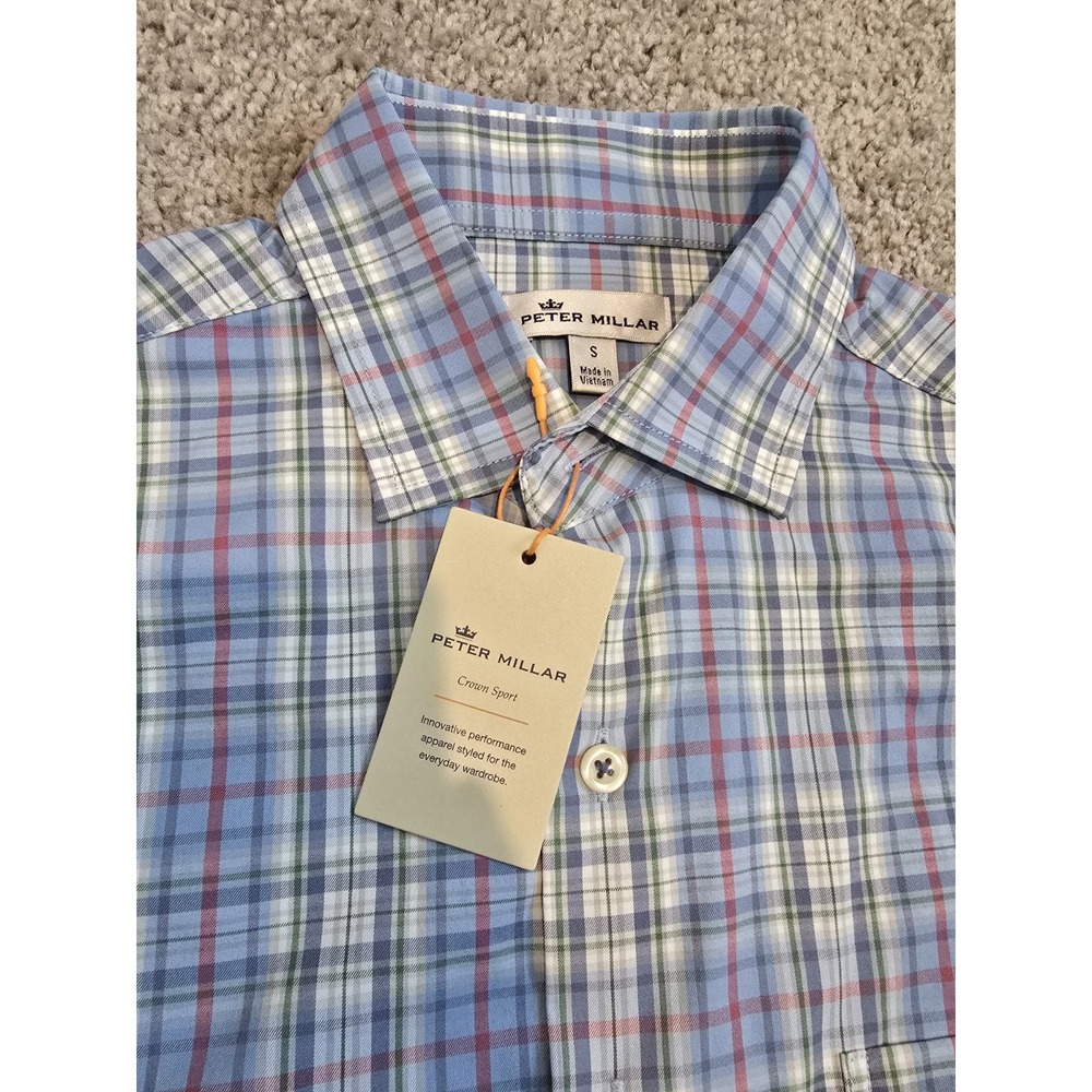 Peter Millar Men's Long Sleeve Button-Up Shirt Small Plaid NWT Multi MF18EW09SL